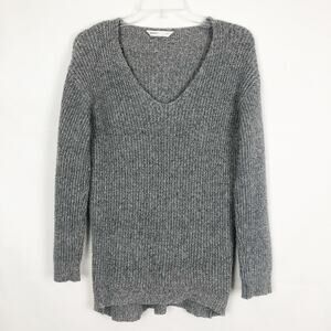 Bluenotes V-Neck Pullover Gray Knit Sweater Size Small
